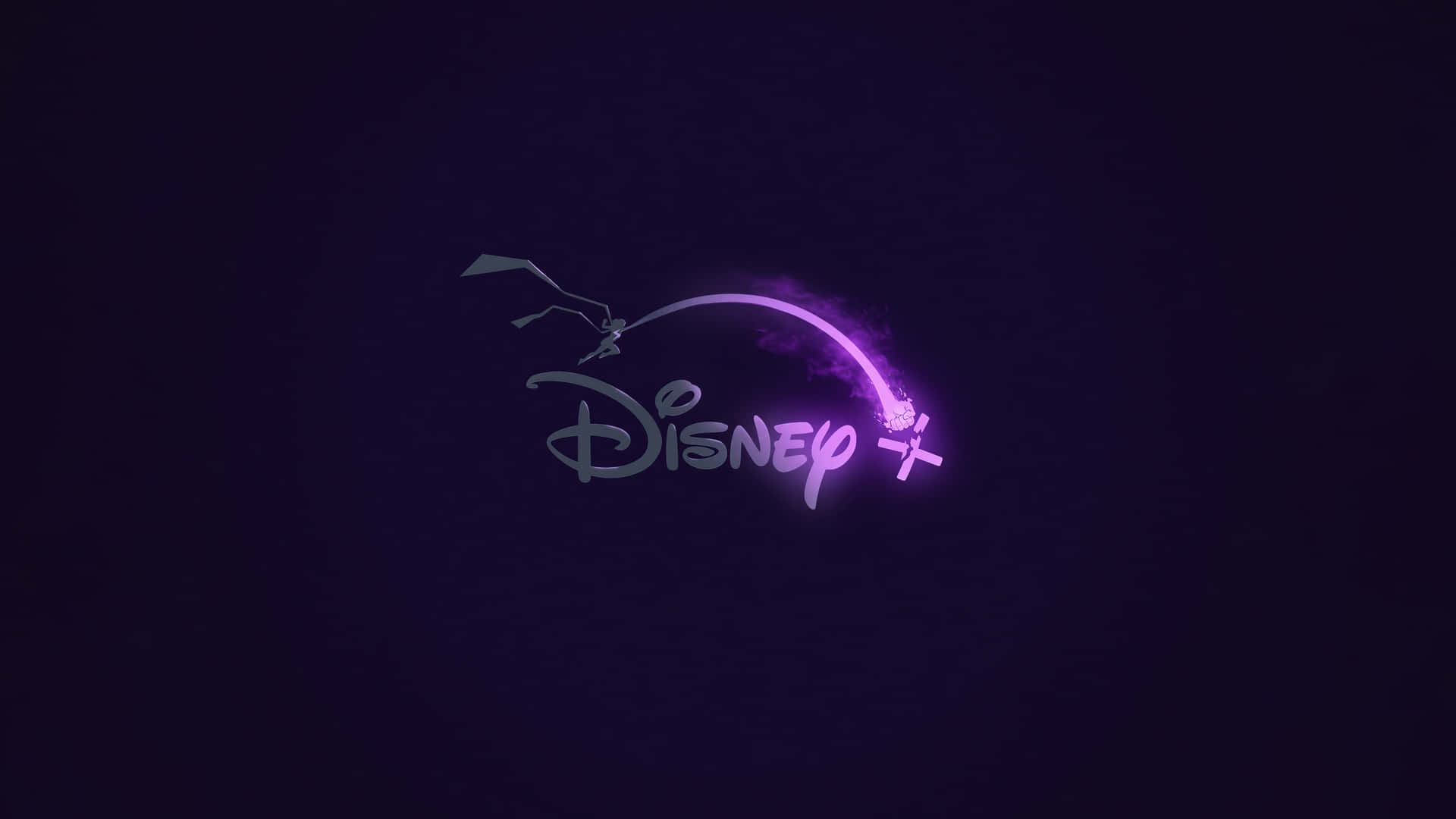深色背景上帶有紫色霓虹光芒的Disney+標誌 — 1440P 壁紙