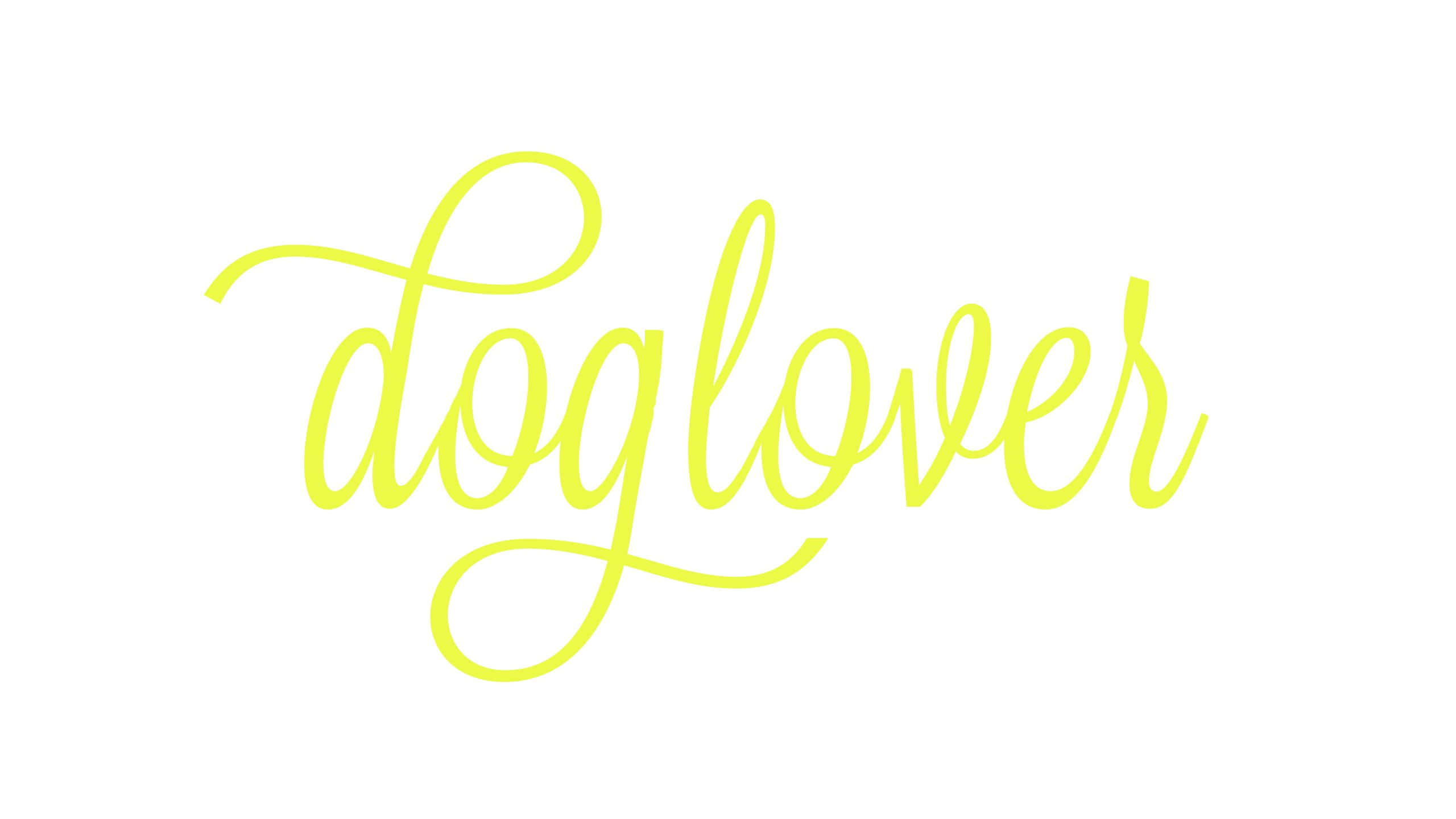 桌布 壁紙 — 「doglover」一詞以流暢的黃色草書寫在純白色背景上。
