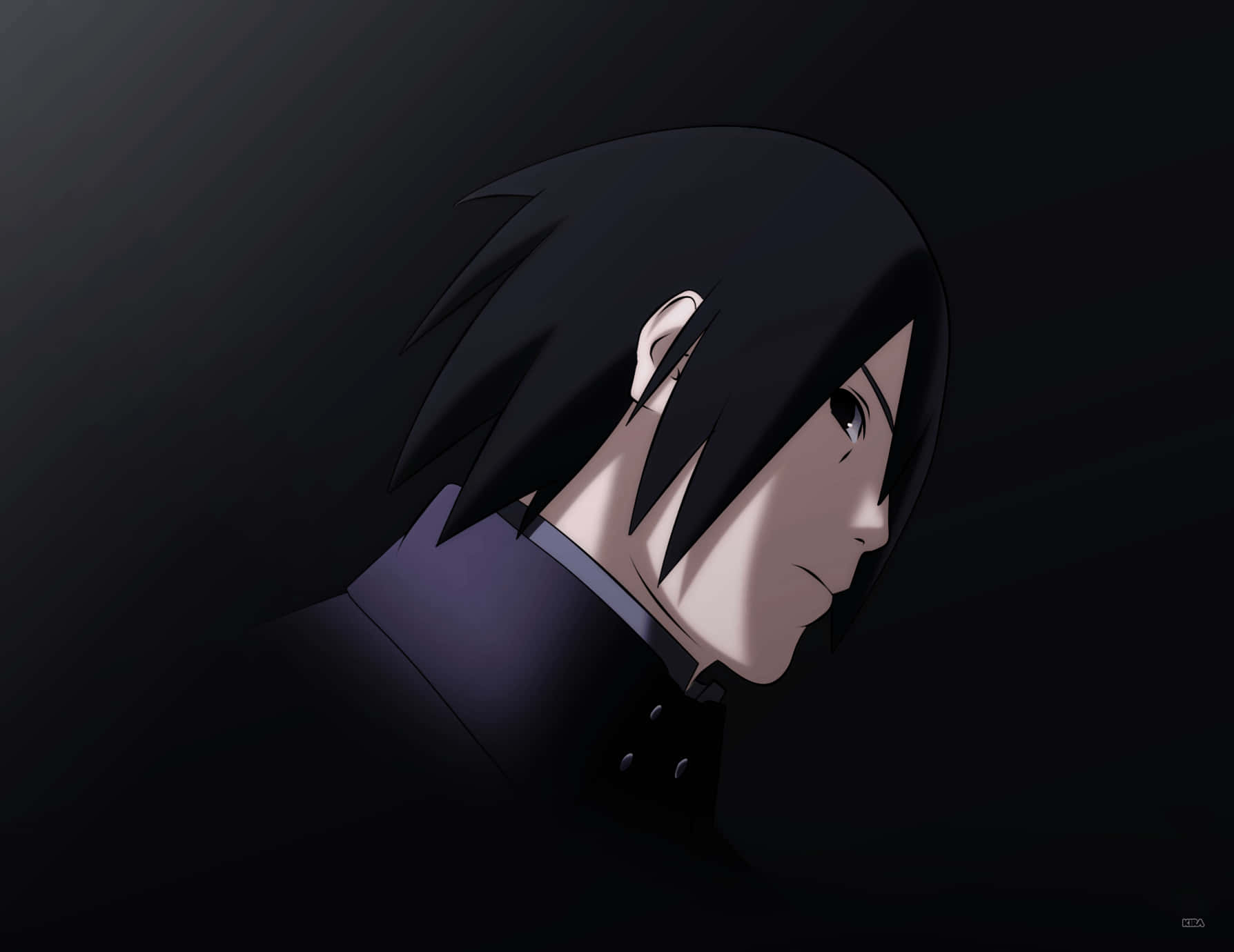 黑色頭髮的動漫男性角色，處於黑暗側面。 — Sasuke 壁紙