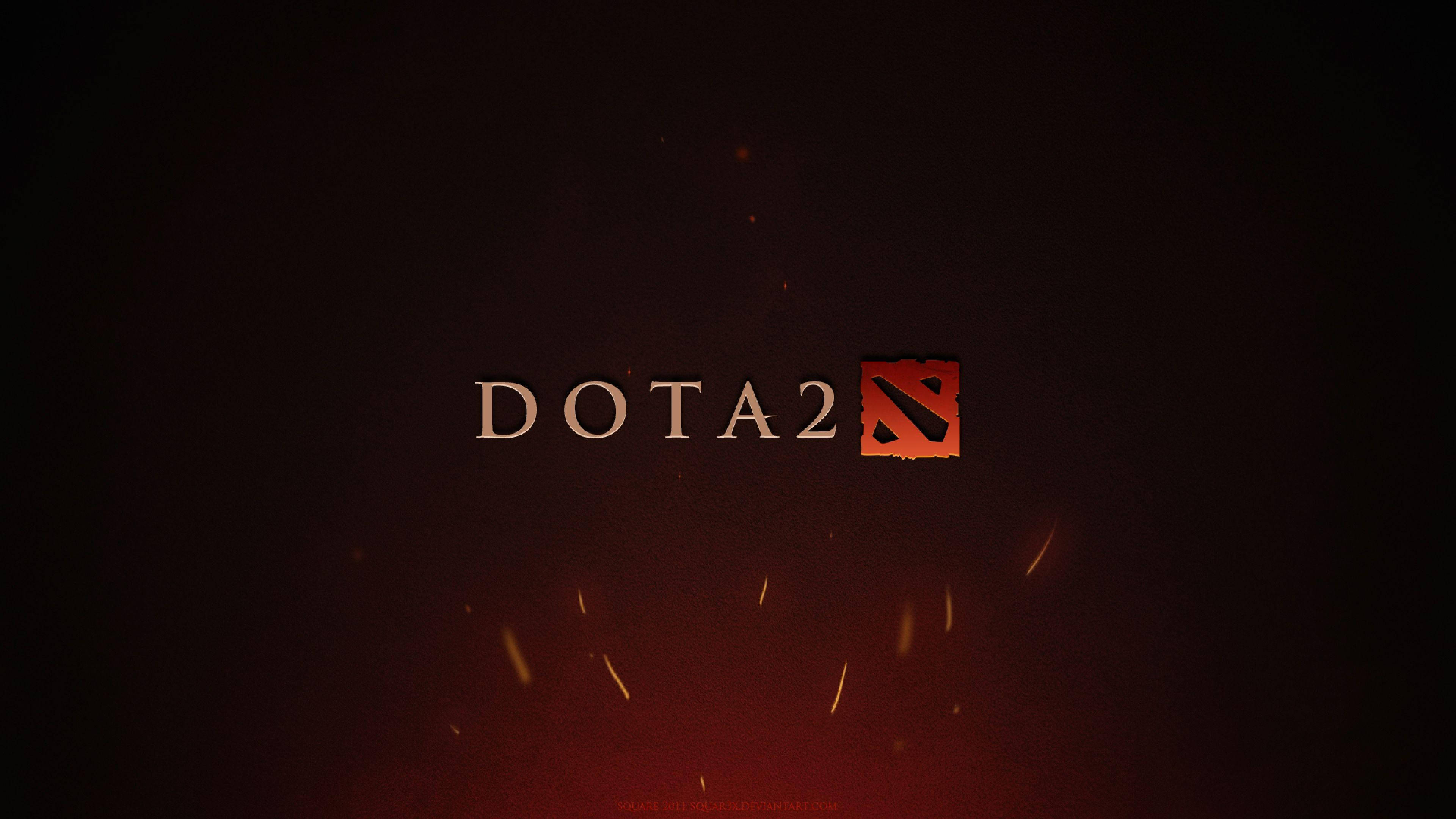 Gaming Logos 桌布 壁紙 — Dota 2 標誌在深紅色的背景下閃耀著熾熱的火花，散發出強烈的遊戲能量。