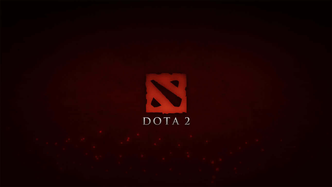1366x768 桌布 壁紙 — Dota 2 標誌在深色背景上發出火紅色的光芒，帶有微妙的粒子效果。