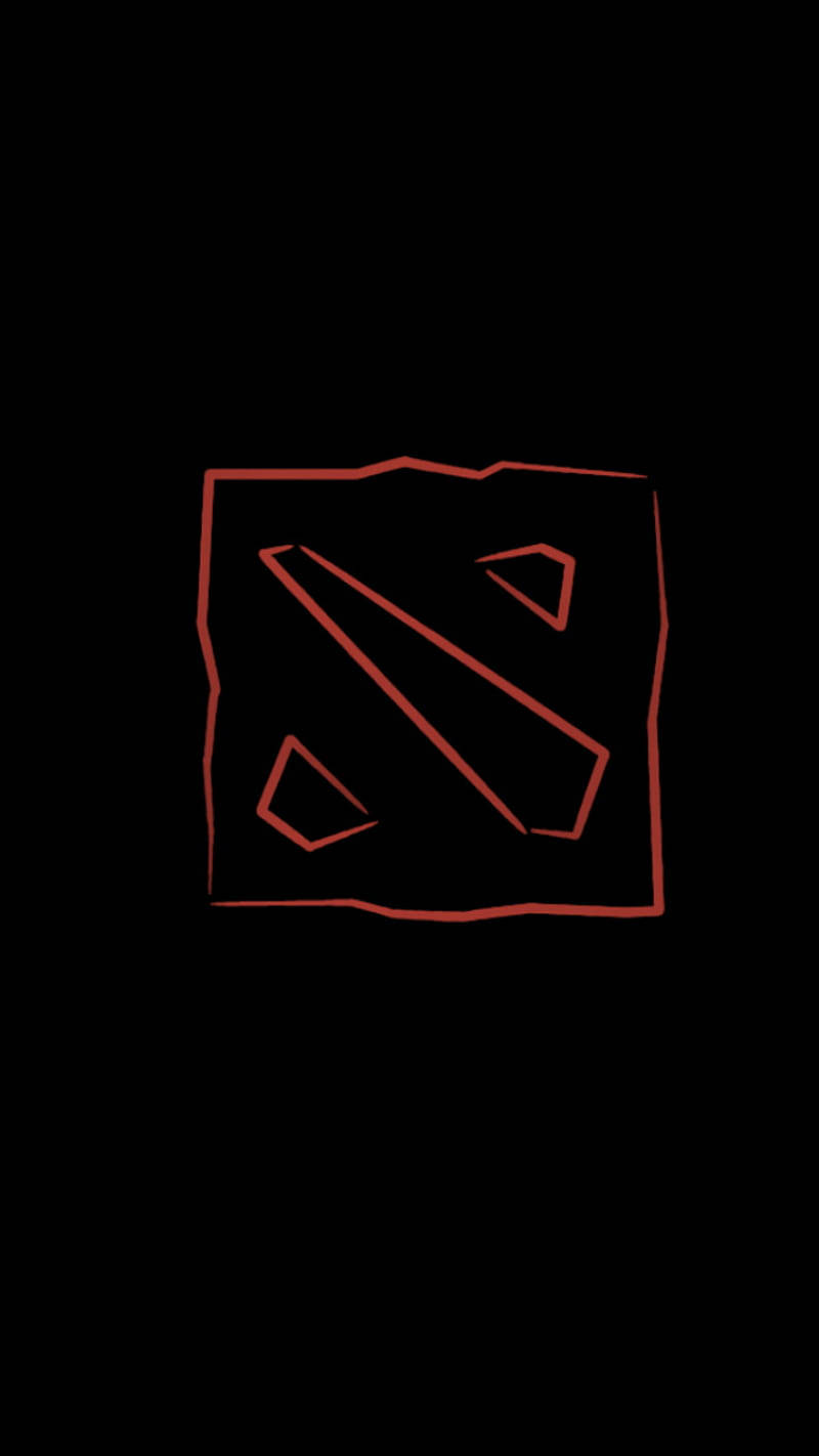 電玩遊戲 桌布 壁紙 — Dota 2 標誌的極簡紅色輪廓在純黑色背景上發光。
