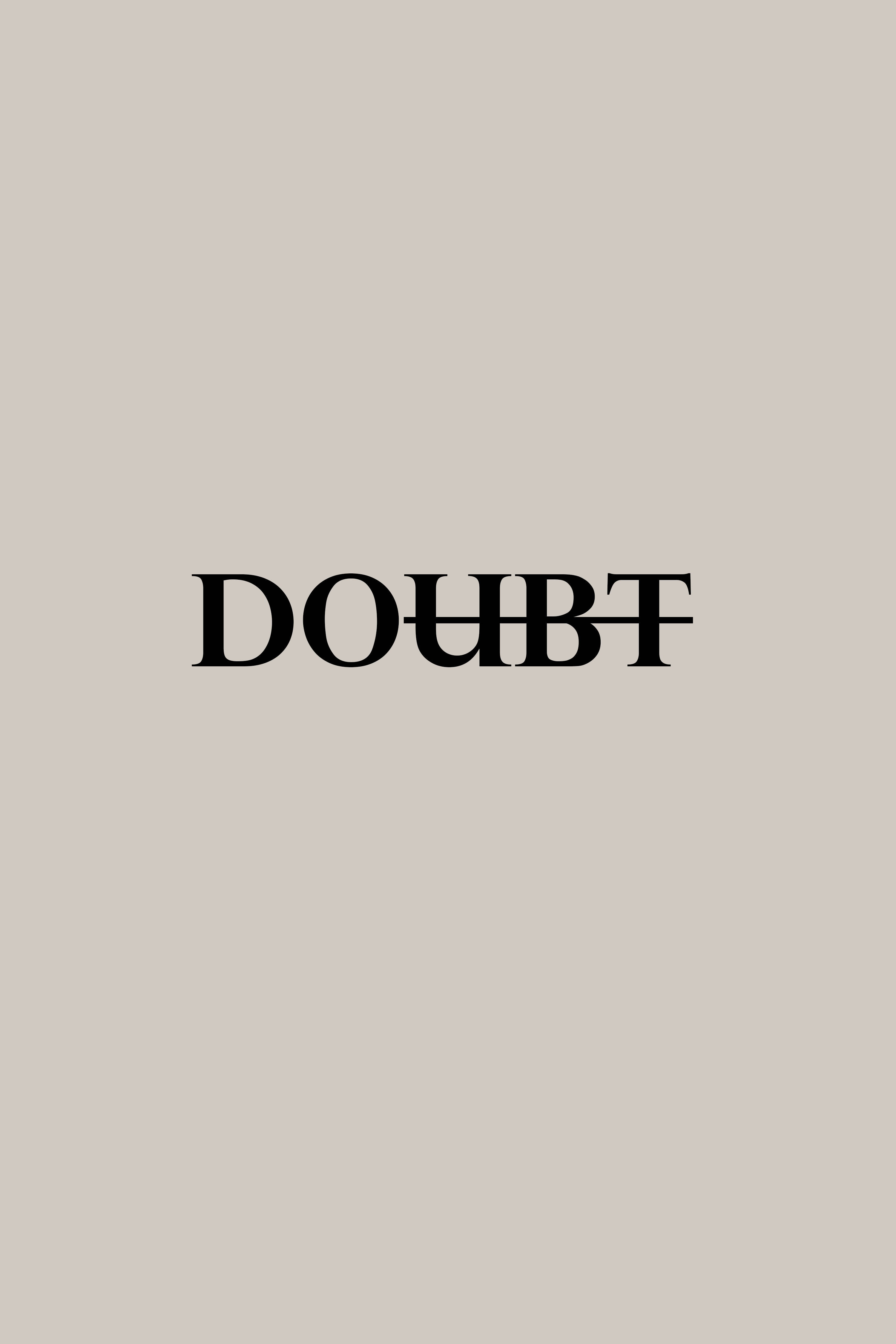 text 桌布 壁紙 — 「DOUBT」一詞以粗體黑色襯線字體居中顯示在純米色背景上。