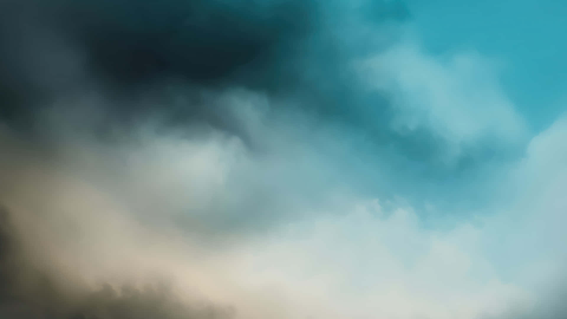  壁紙 — 深藍綠色和柔和米色的戲劇性旋轉雲層營造出陰鬱的氛圍天空場景。