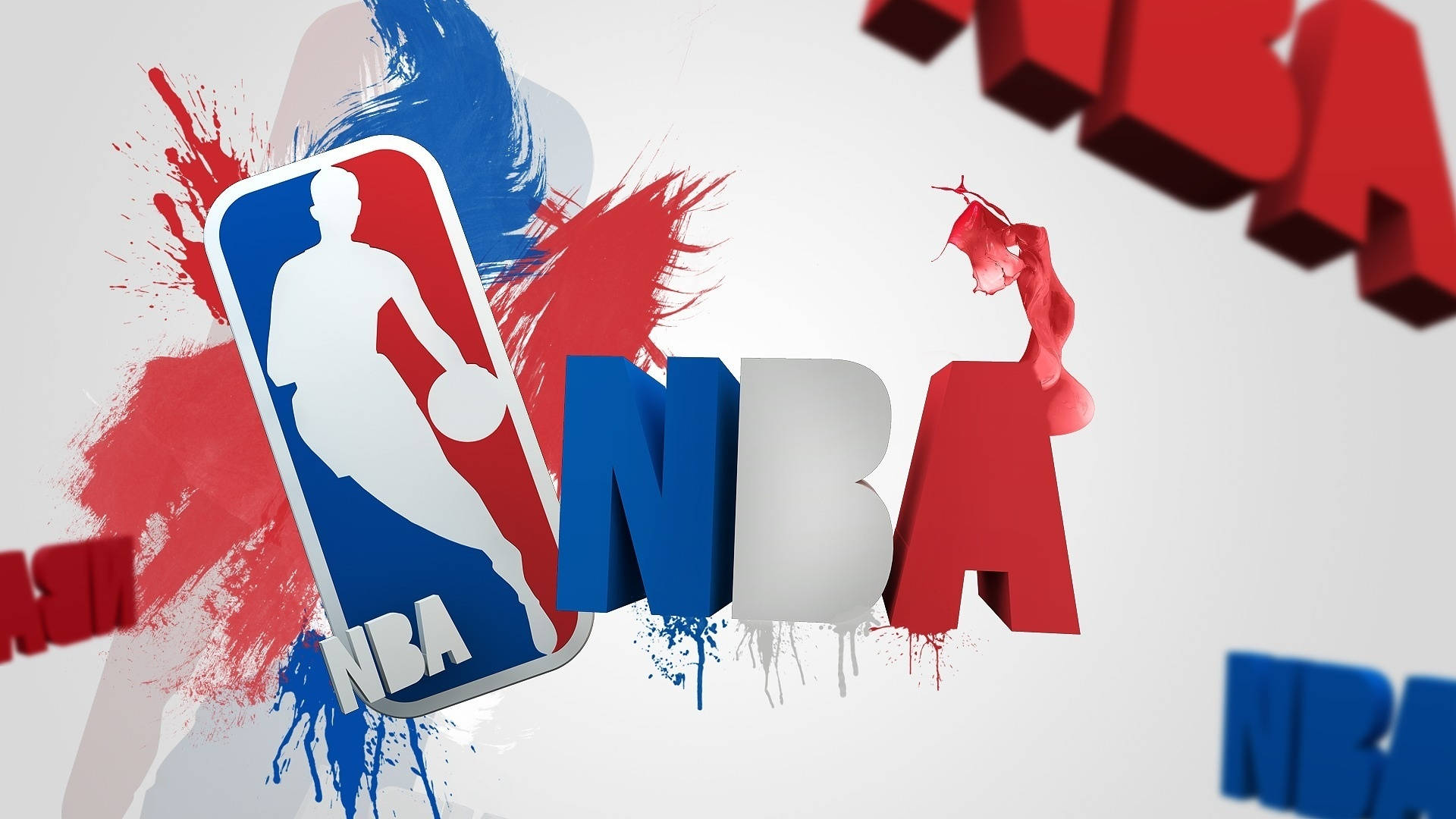 帶有油漆潑濺和3D字體的NBA標誌 — 酷籃球 壁紙