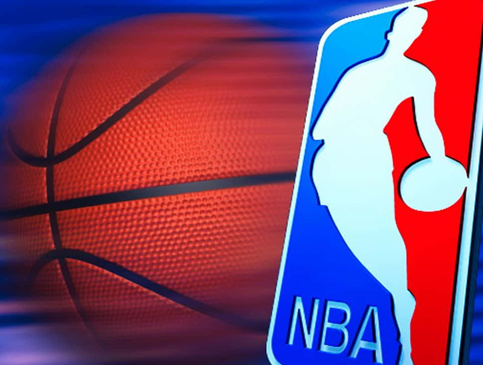 NBA標誌，帶有籃球運動員剪影和運動中的橙色籃球。 — NBA標誌 壁紙