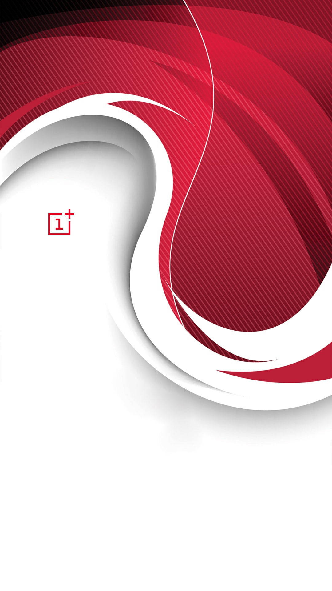 帶有 OnePlus 標誌的抽象紅色和白色漩渦圖形 — 一加 壁紙