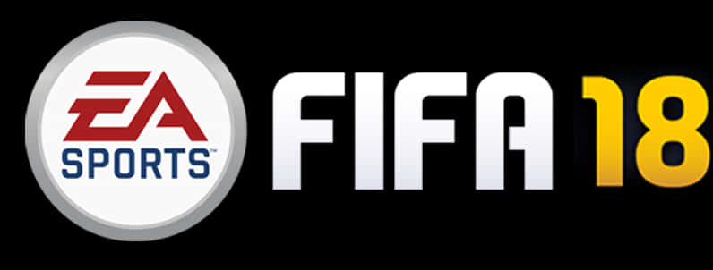 Fifa Game 桌布 壁紙 — EA Sports FIFA 18 標誌，紅、藍、金色文字，黑色背景。