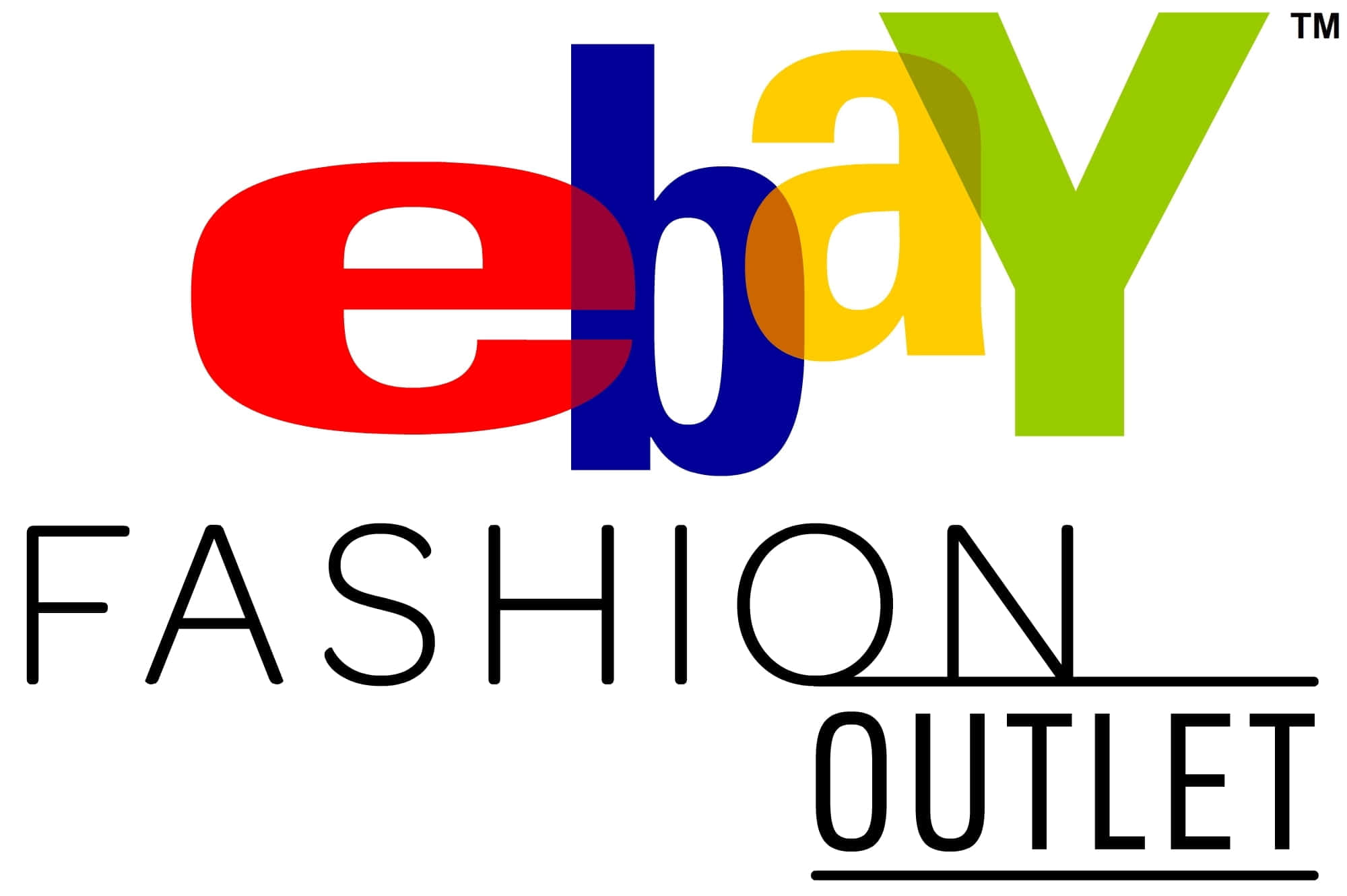 品牌 桌布 壁紙 — eBay Fashion Outlet 標誌，帶有彩色字母和白色背景上的粗體黑色文字。