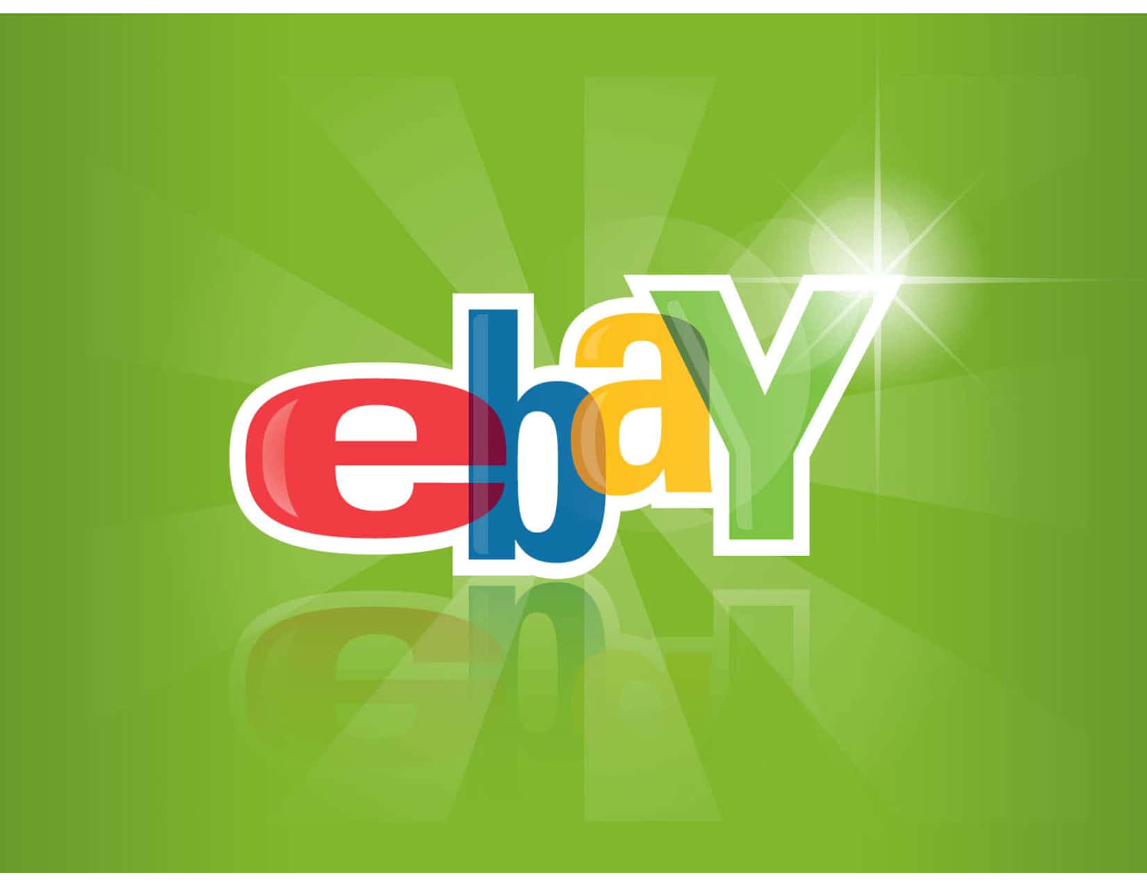 eBay 標誌，帶有彩色字母和明亮光效，綠色背景。 — Valorant Logo 壁紙