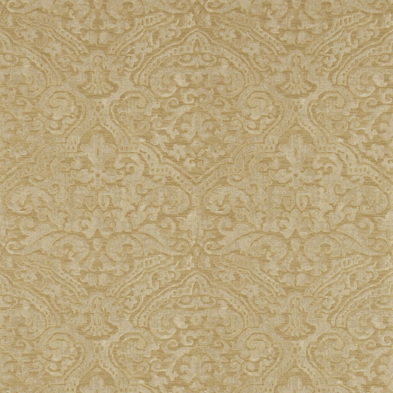 Renaissance 桌布 壁紙 — 優雅的米色錦緞壁紙，帶有精緻重複的花卉和捲軸圖案，色調變化微妙。