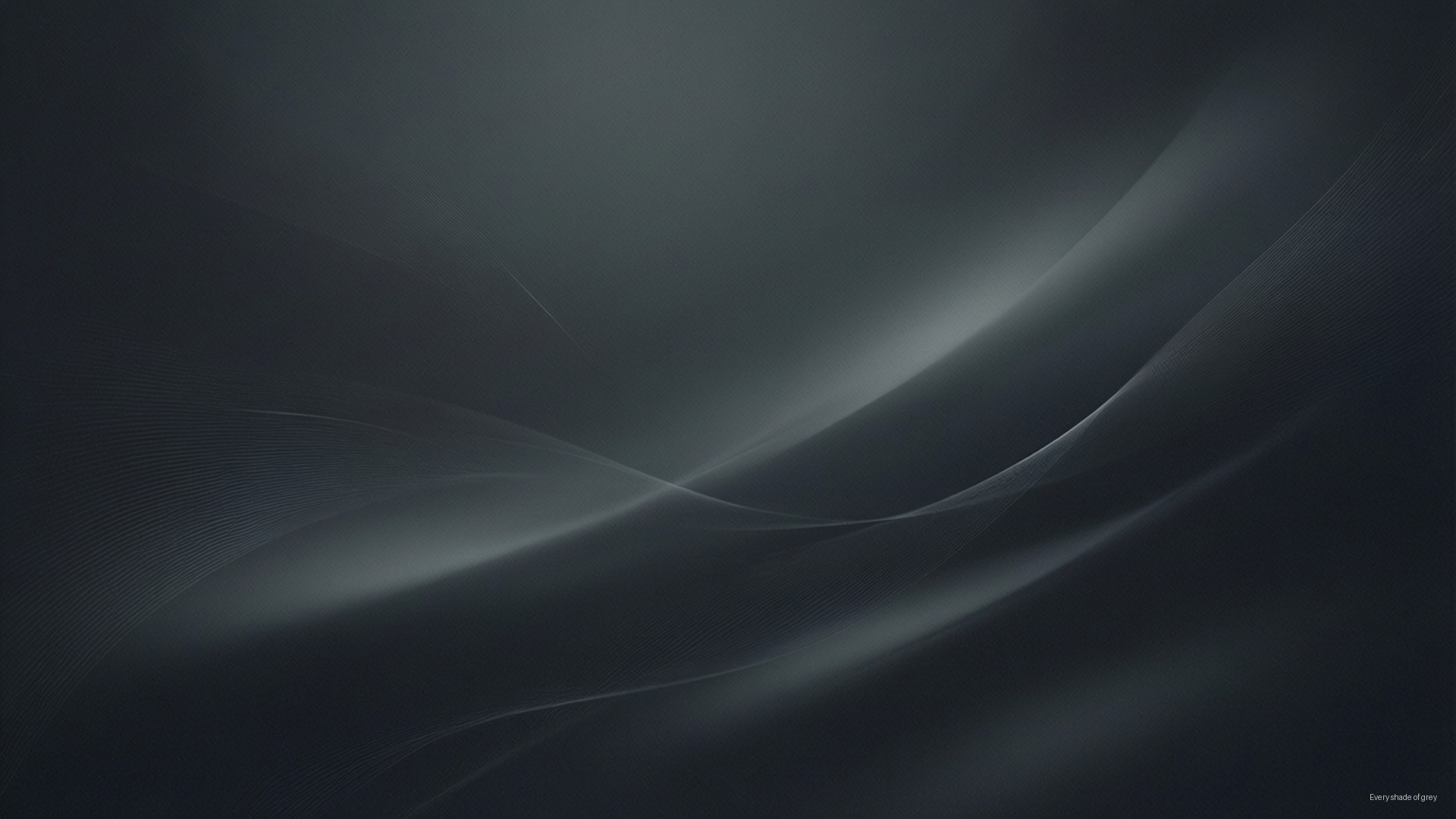 Dark Grey Abstract Lines 壁紙 — 優雅的深灰色抽象波浪在漸變背景上柔和流動，帶有微妙的光線亮點。