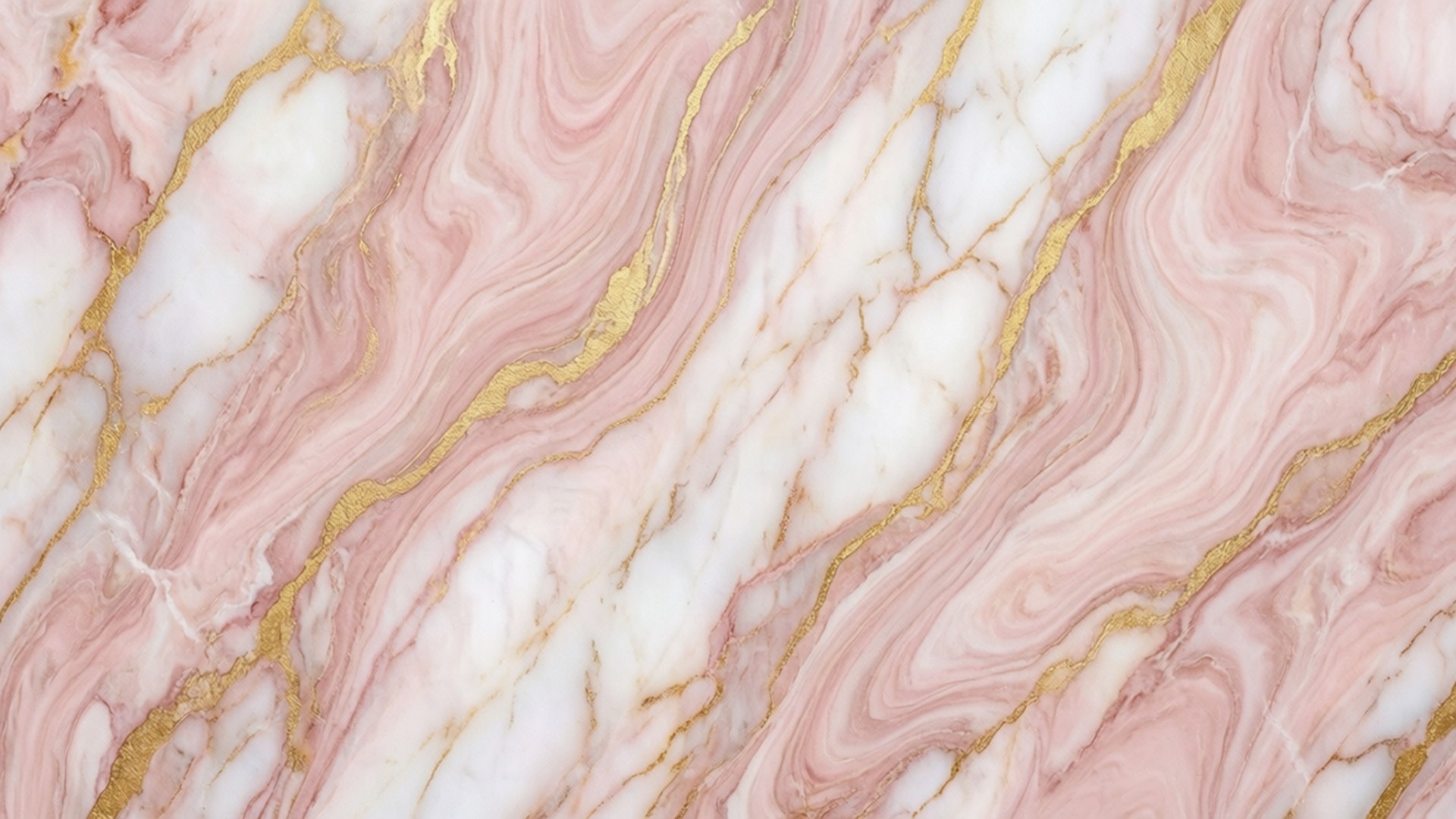 Pastel Marble Veins 壁紙 — 優雅的粉紅色和白色大理石，帶有金色紋理，呈現奢華抽象圖案。