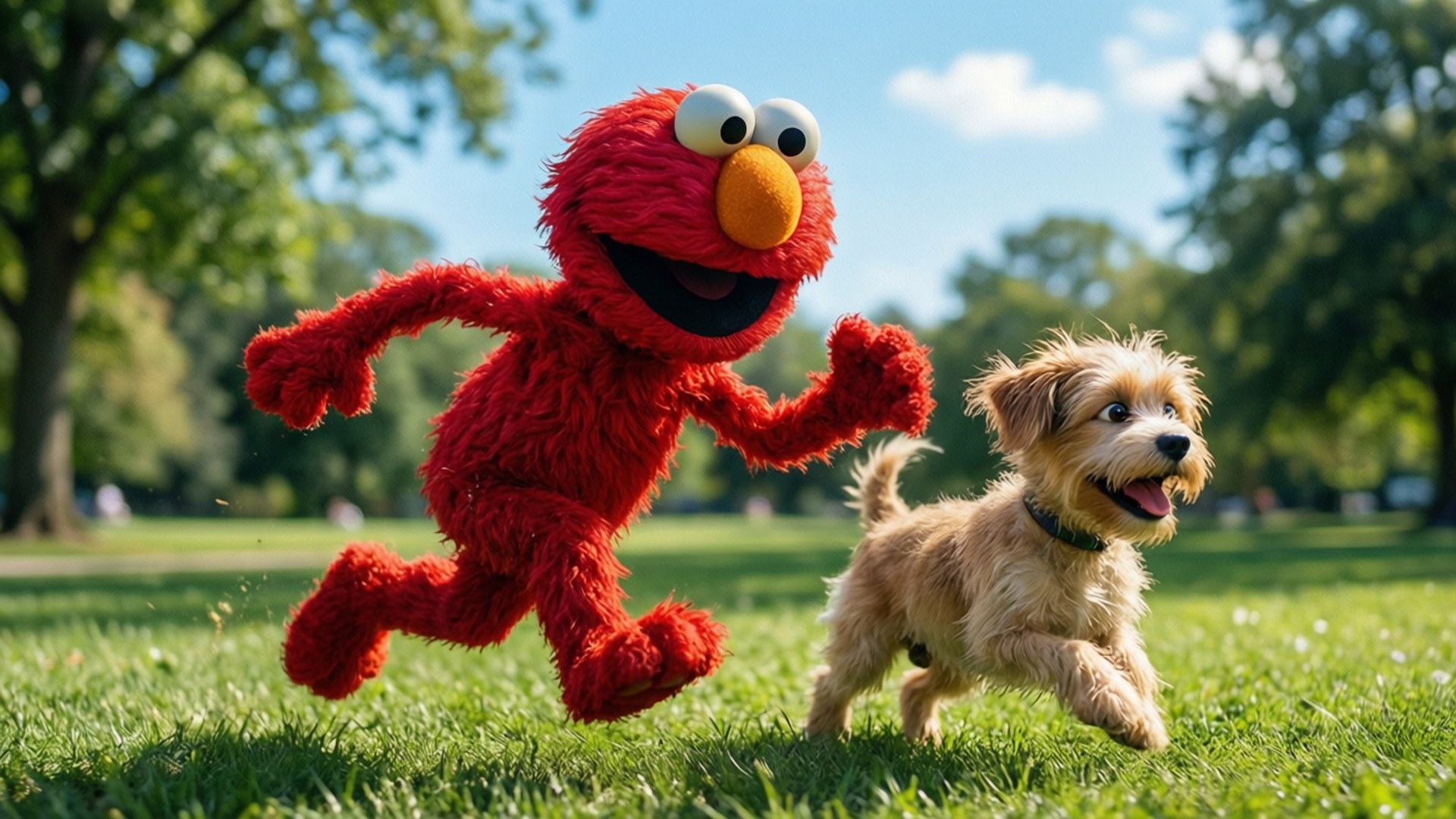 Elmo 和他的狗 壁紙