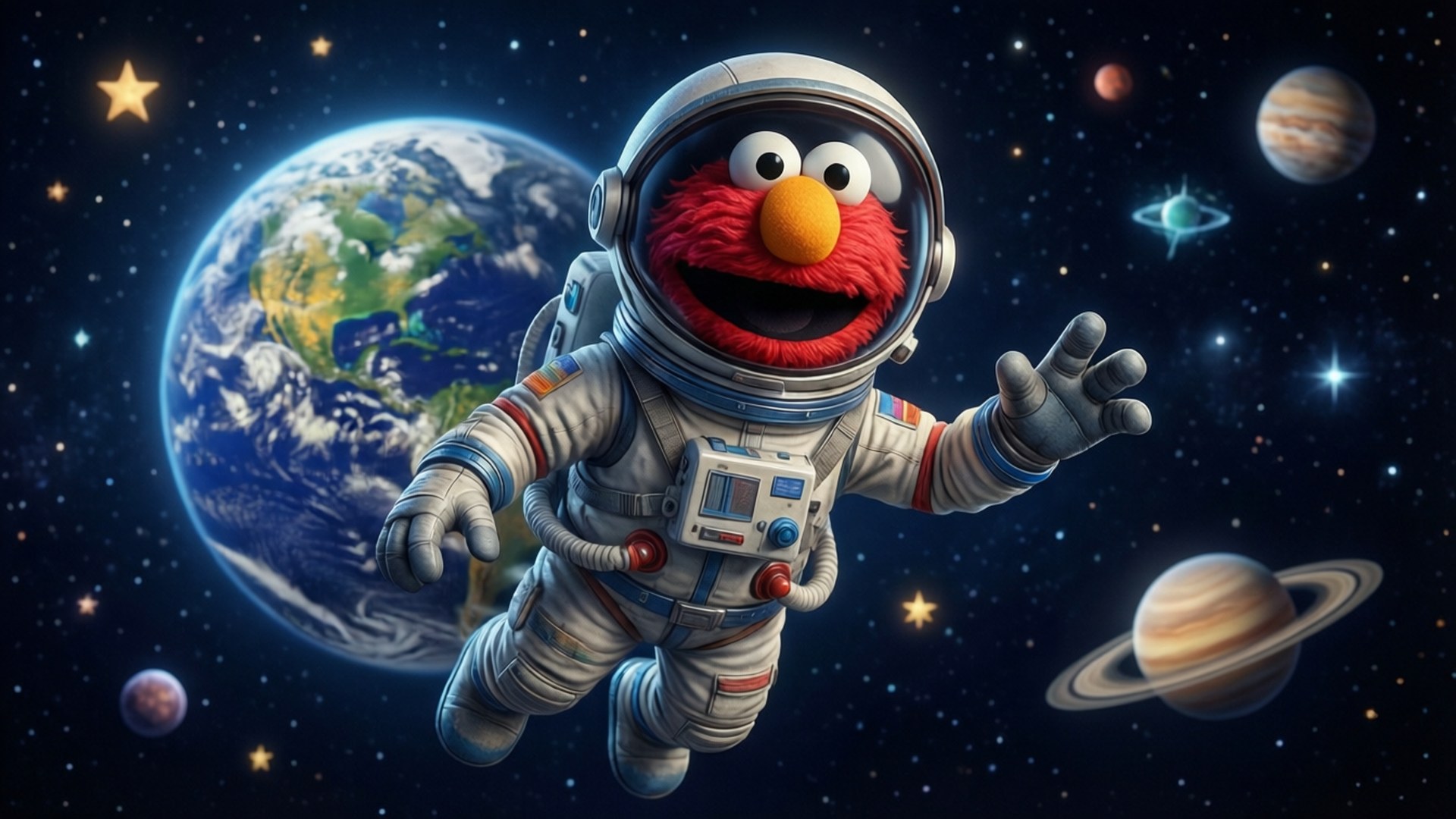 Elmo 太空人 壁紙