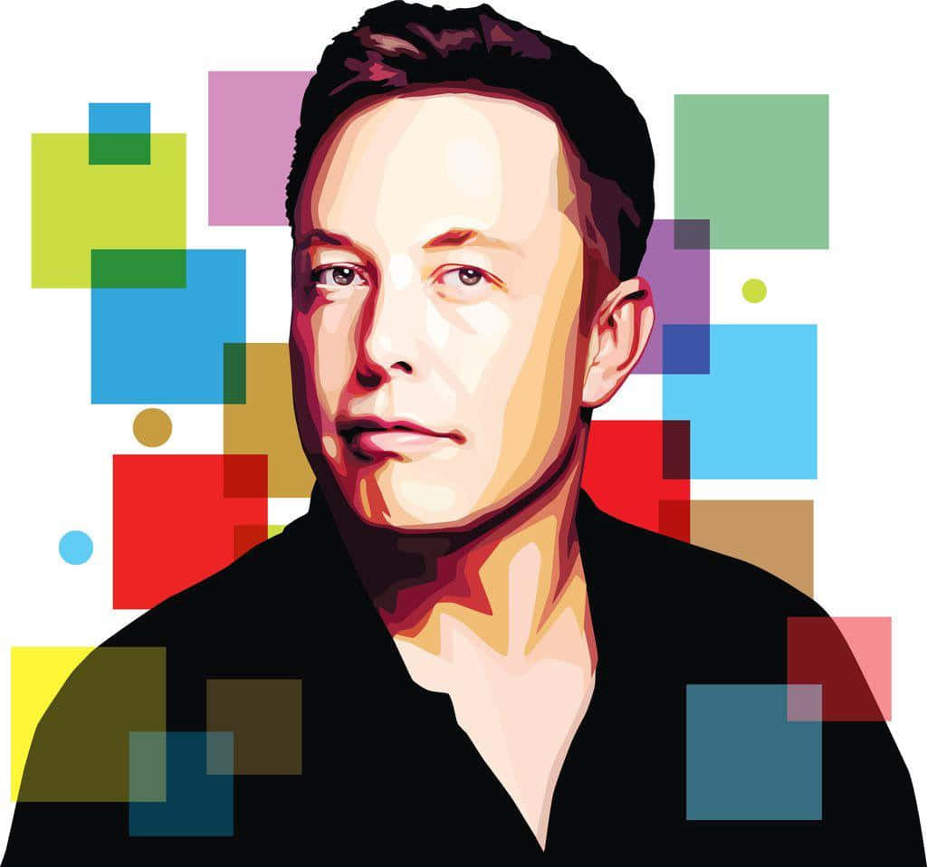伊隆·馬斯克 桌布 壁紙 — Elon Musk 的風格化肖像，背景有鮮明的幾何色塊。