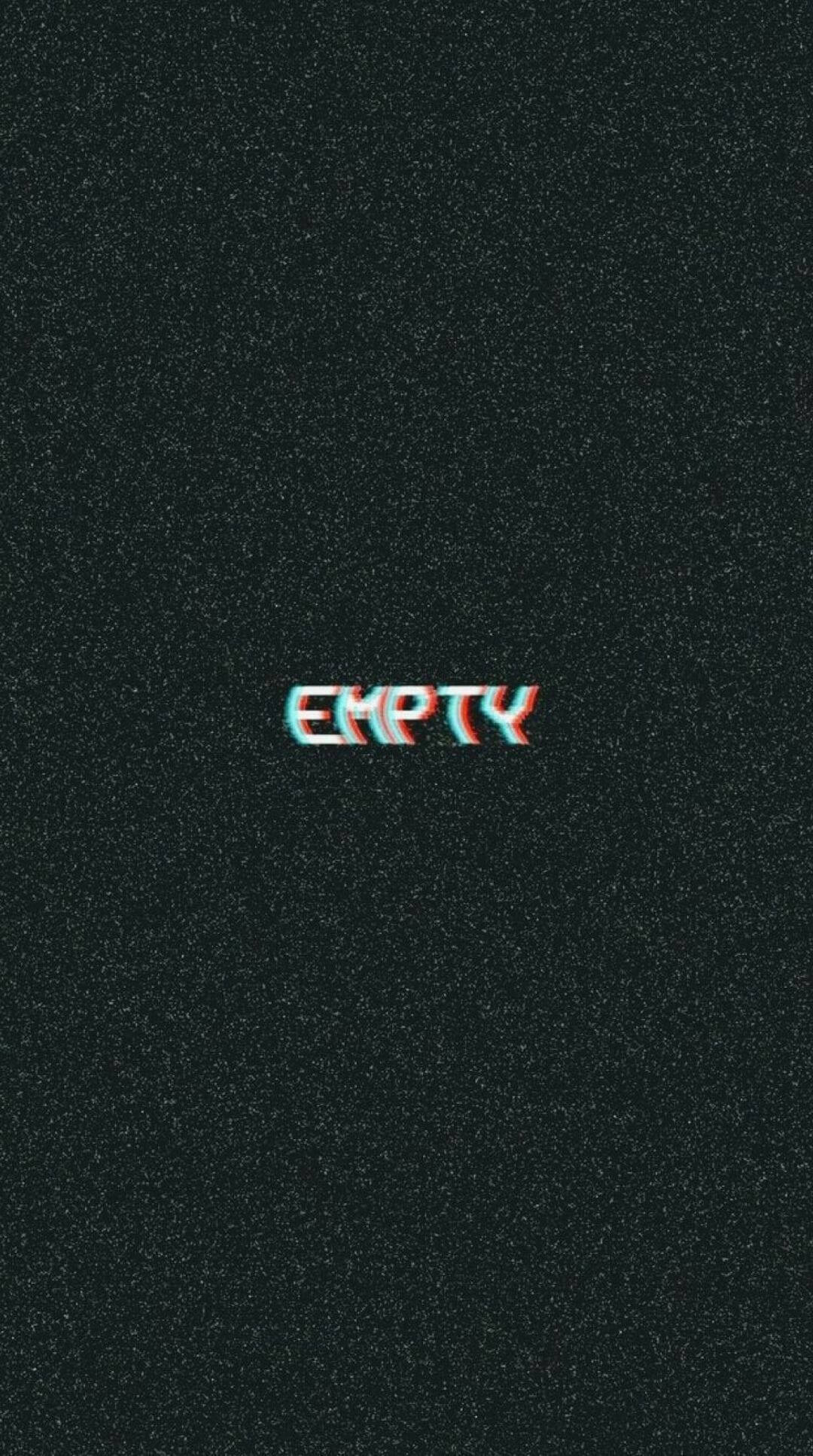 油漬搖滾 桌布 壁紙 — 「empty」這個字在有斑點的黑色背景上發出紅色和青色的故障效果光芒。