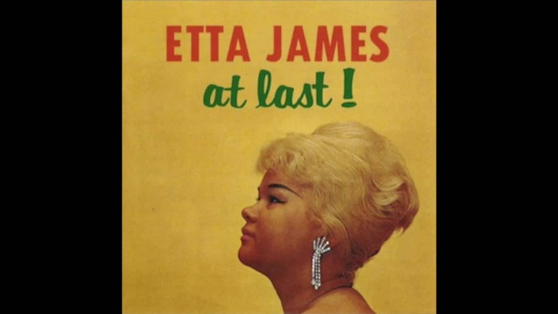 poster 桌布 壁紙 — Etta James 的復古專輯封面，側面輪廓，暖黃色背景，粗體紅色和綠色字體。