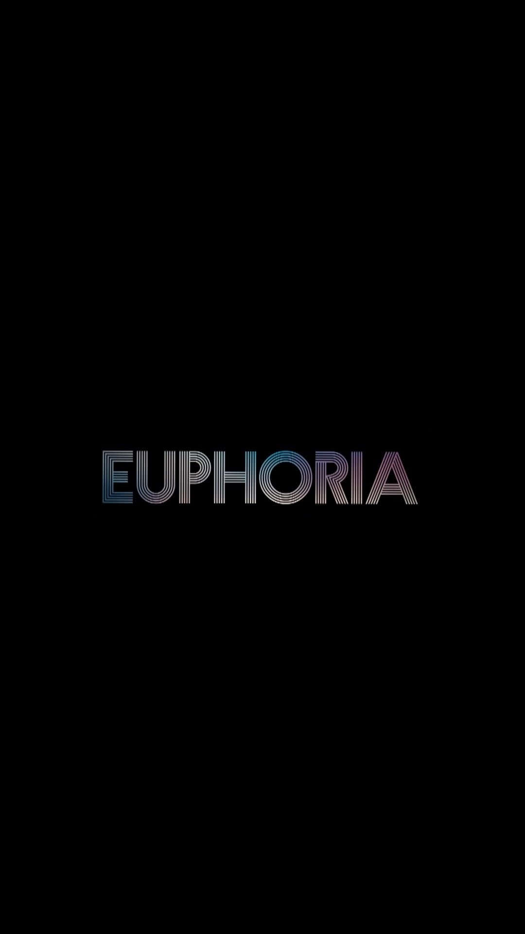桌布 壁紙 — 「EUPHORIA」一詞在純黑色背景上以藍色、紫色和粉紅色的漸層發光。