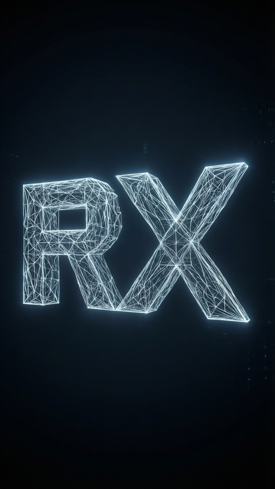 Rtx 桌布 壁紙 — 發光的線框字母RX在黑暗的宇宙背景中漂浮，帶有微妙的粒子效果。