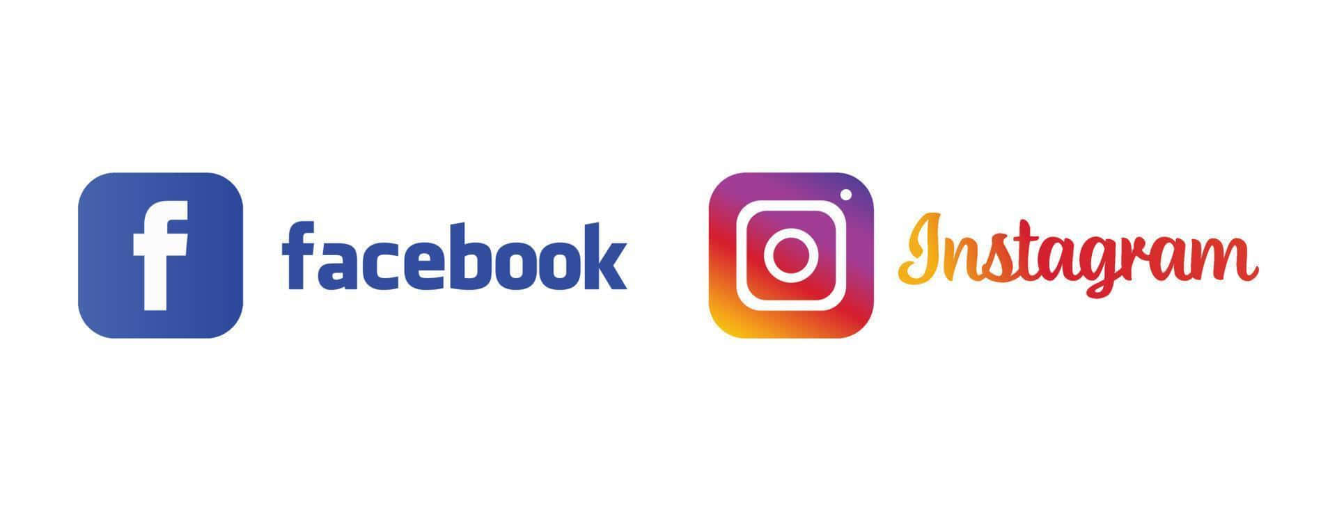 Facebook 桌布 壁紙 — Facebook 和 Instagram 標誌並排顯示在乾淨的白色背景上。