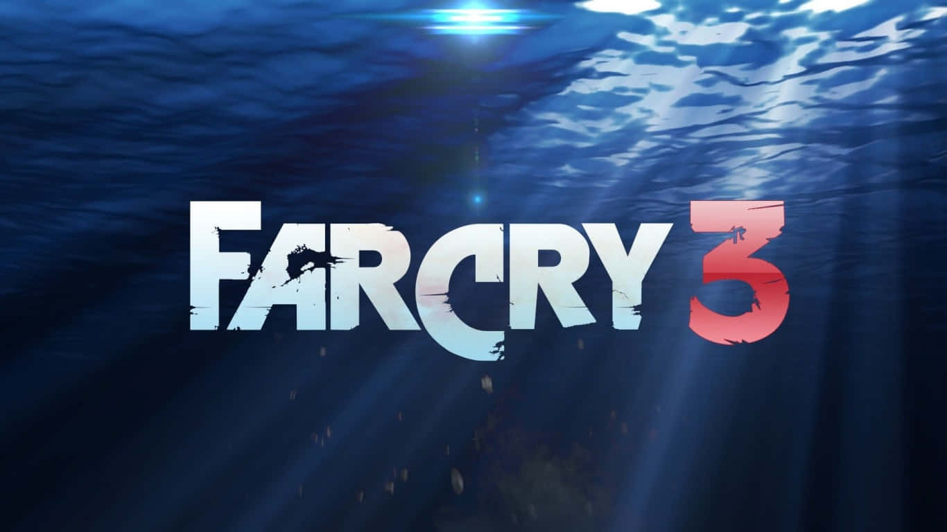 1366x768 Far Cry 3 桌布 壁紙 — Far Cry 3 標誌從深藍色海洋水中浮現，陽光穿透水面。