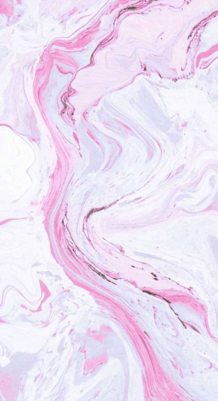 粉紅、白色和灰色的抽象流體漩渦，呈現大理石紋理。 — Pastel 壁紙