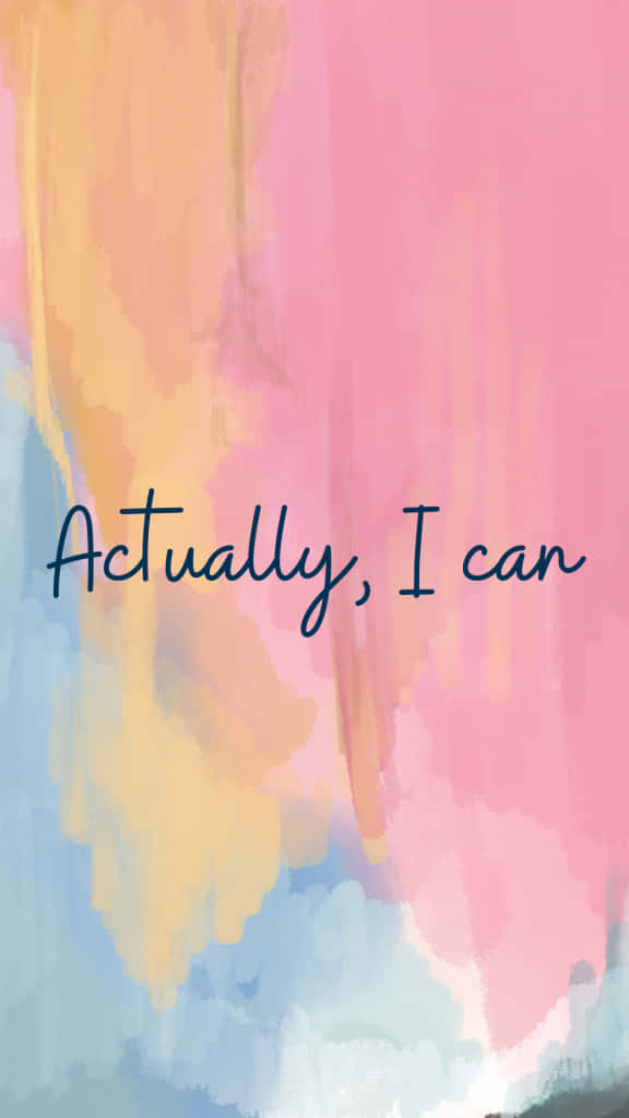 帶有手寫勵志短語「Actually I can.」的粉彩水彩背景。 — Pastel 壁紙
