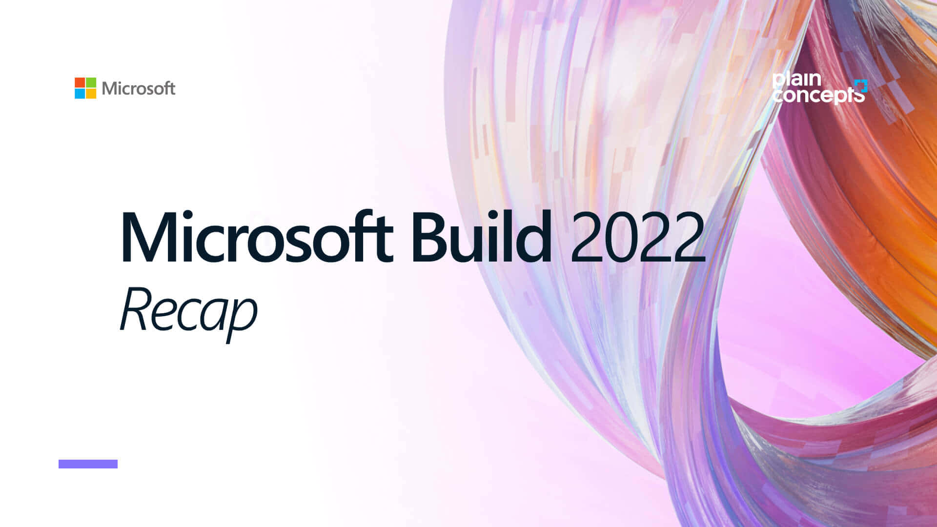 Microsoft Build 2022 Recap 圖形，帶有色彩繽紛的抽象漩渦背景。 — Microsoft Teams 壁紙