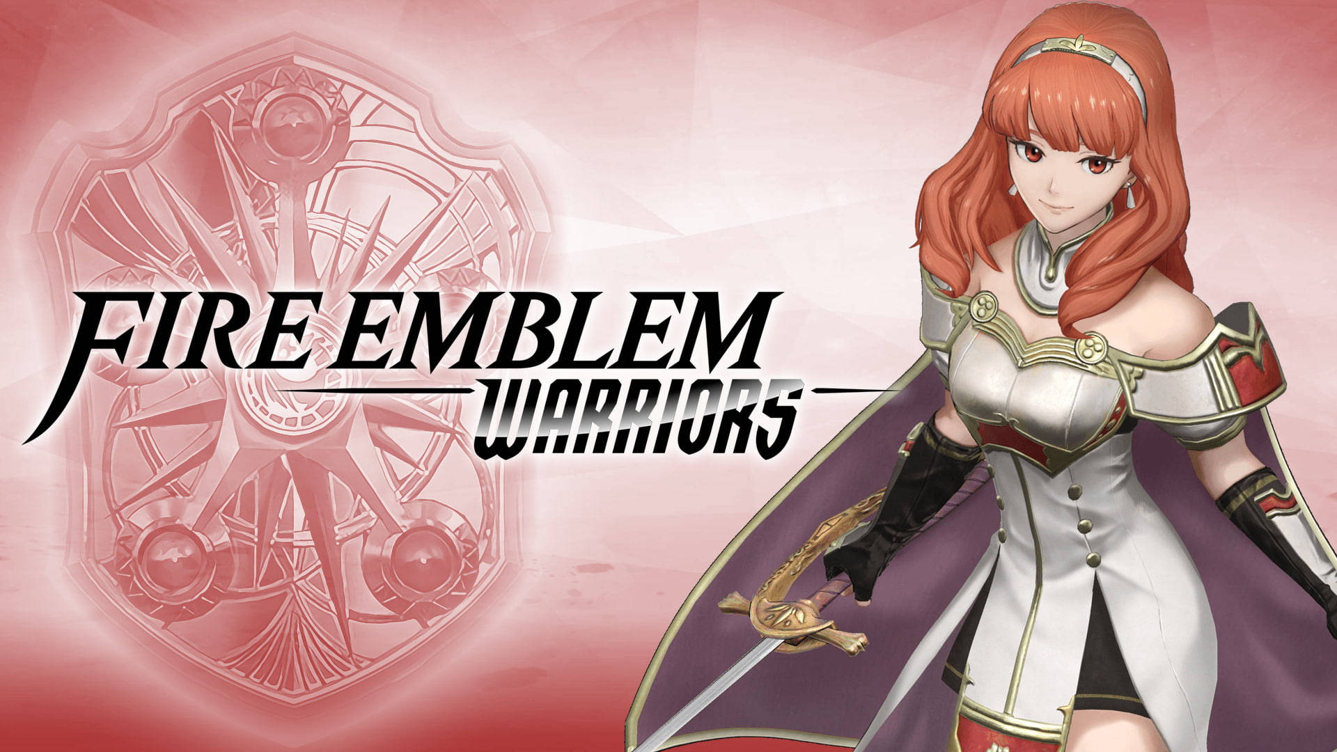 動漫風格的女戰士身穿銀色盔甲，手持劍，帶有 Fire Emblem Warriors 標誌。 — Fire Emblem Warriors 壁紙
