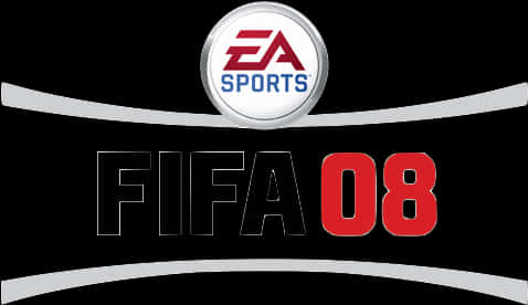 Fifa Game 桌布 壁紙 — FIFA 08 電子遊戲標題畫面，黑色背景上帶有 EA Sports 標誌和銀色彎曲裝飾。