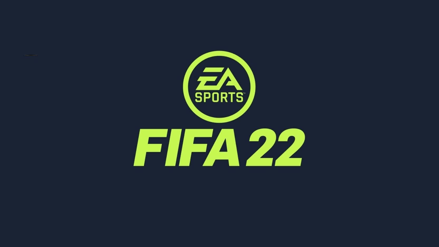 Fifa 22 桌布 壁紙 — FIFA 22 標誌以亮青綠色呈現，置於深海軍藍背景上，上方有EA Sports標誌。