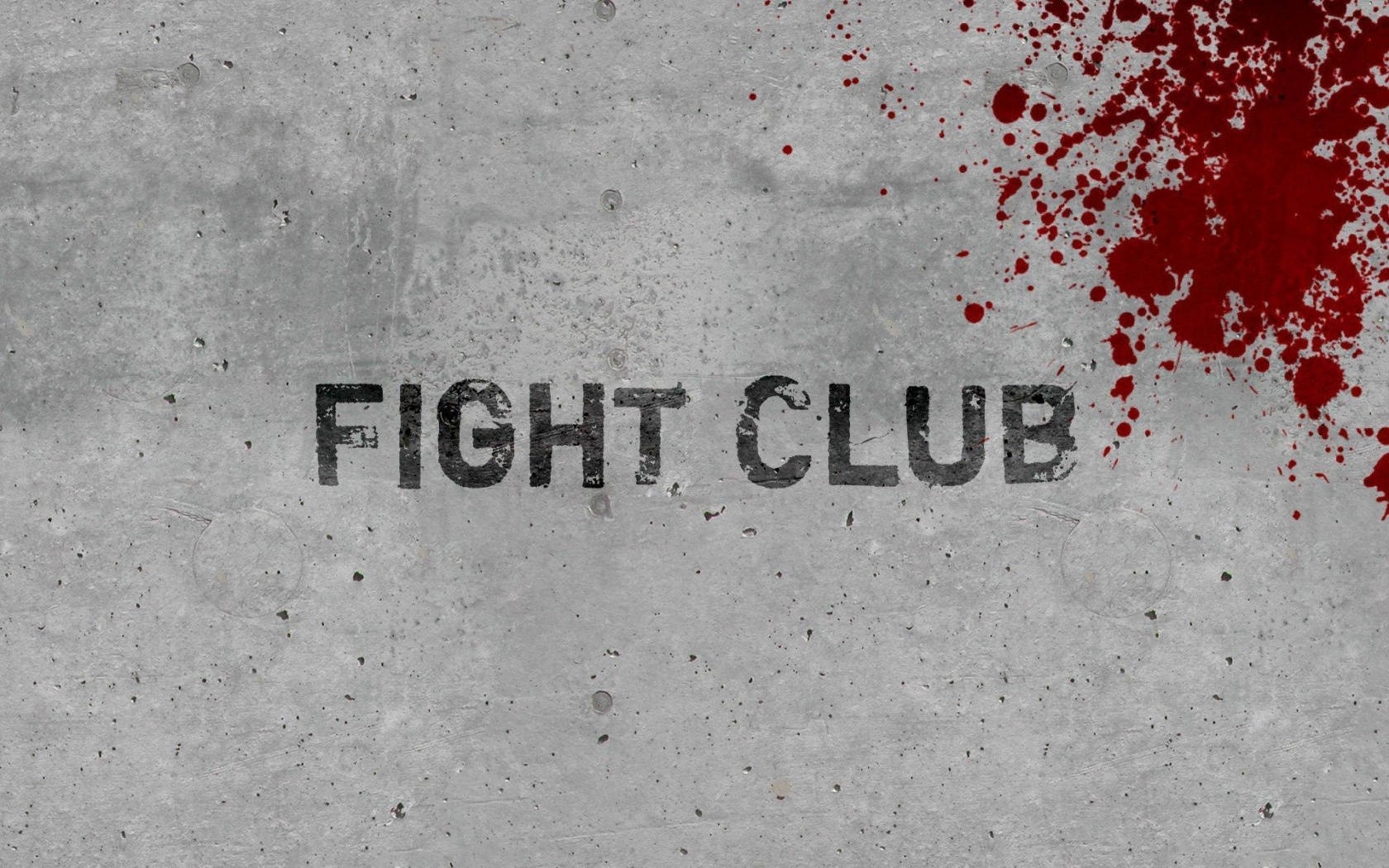 club 桌布 壁紙 — 「FIGHT CLUB」這幾個字用粗黑字噴在粗糙的混凝土牆上，右上角有鮮紅色的血濺。