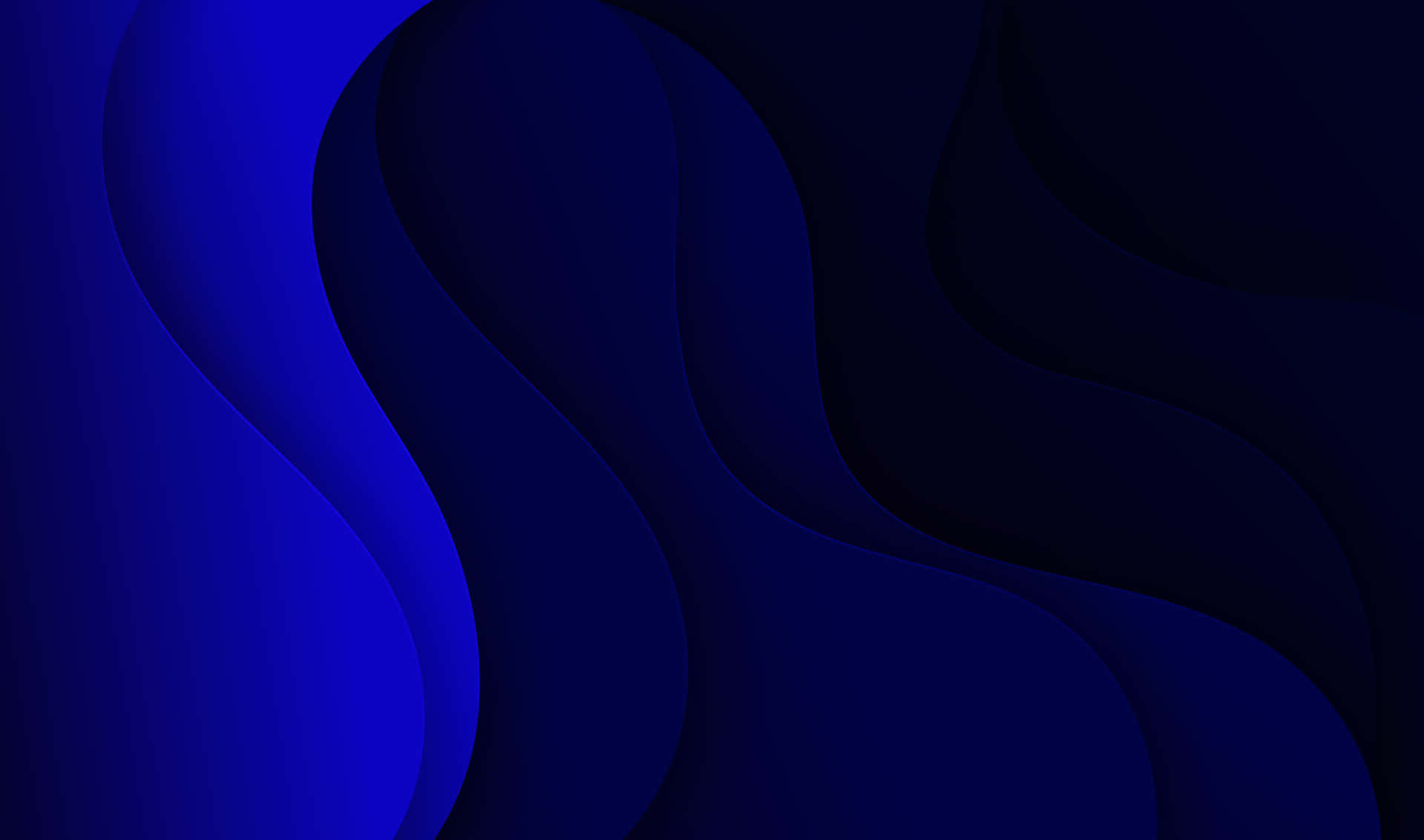 帶有平滑漸變和分層深度的抽象藍色波浪圖案。 — Amoled 壁紙