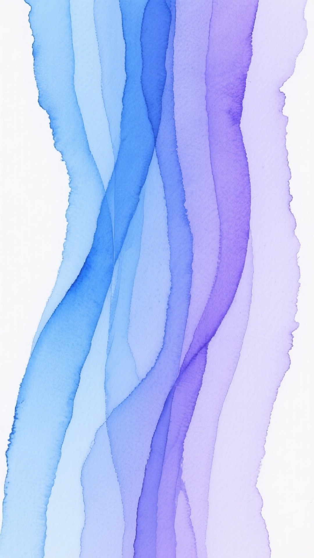 Abstract Vertical Flow 壁紙 — 漸變藍色和紫色的流動水彩條紋對角線地傾瀉在白色背景上。