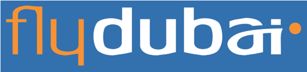 Clip Art 桌布 壁紙 — Fly dubai 標誌，藍色背景上帶有橙色和白色文字。