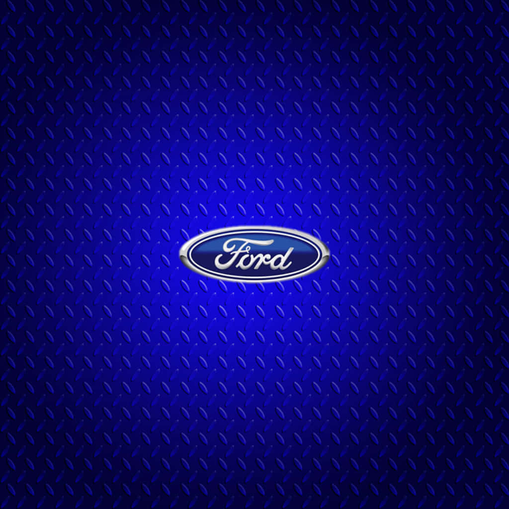 Ford Logo 桌布 壁紙 — Ford 標誌居中於帶有漸變照明的紋理藍色鑽石板背景上。