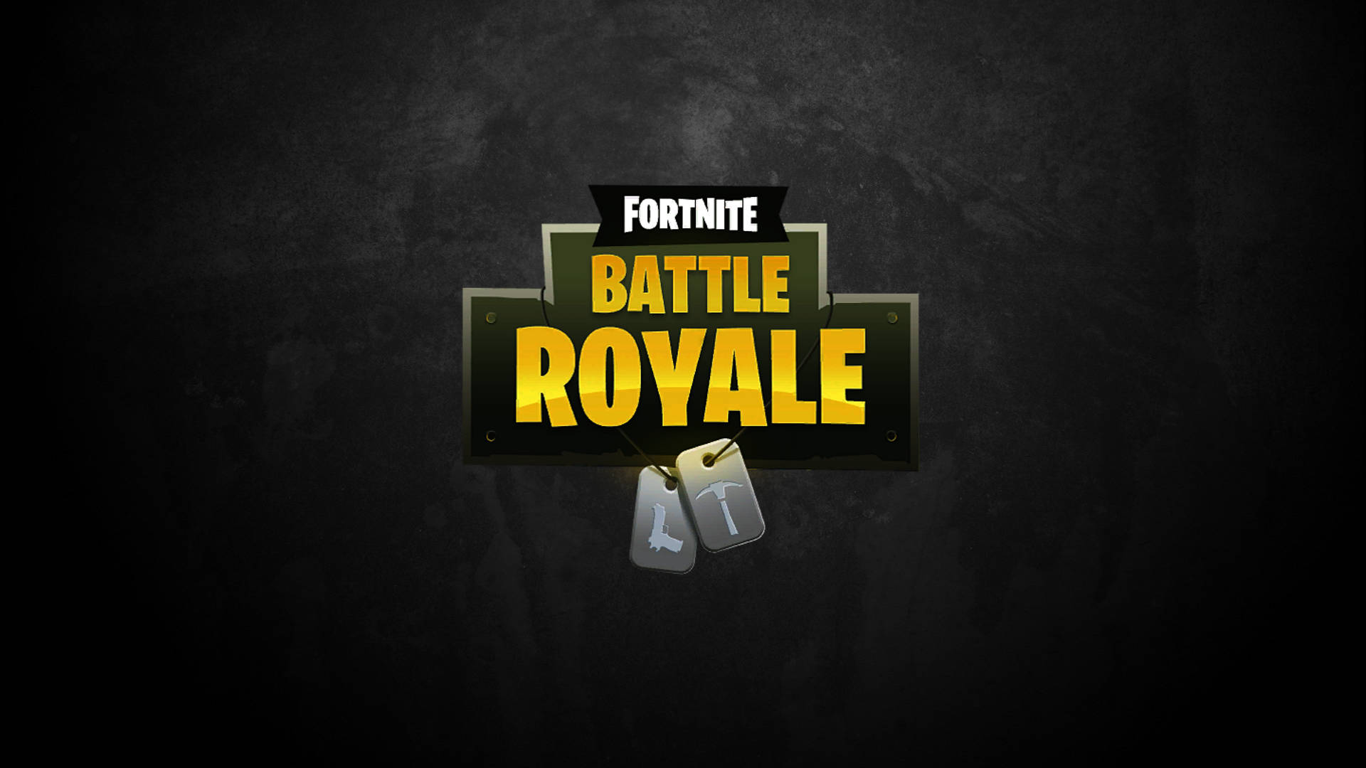 Fortnite Battle Royale 標誌，帶有狗牌，背景為深色紋理。 — Fortnite 壁紙
