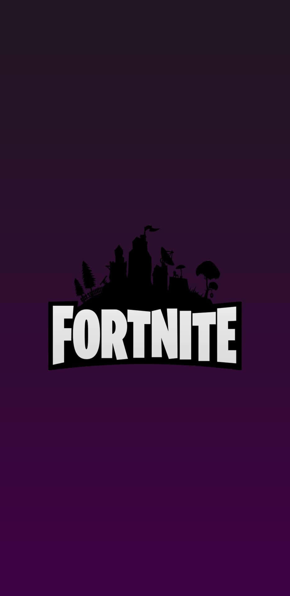 Fortnite 標誌搭配紫色漸變背景上的島嶼剪影 — Fortnite 壁紙