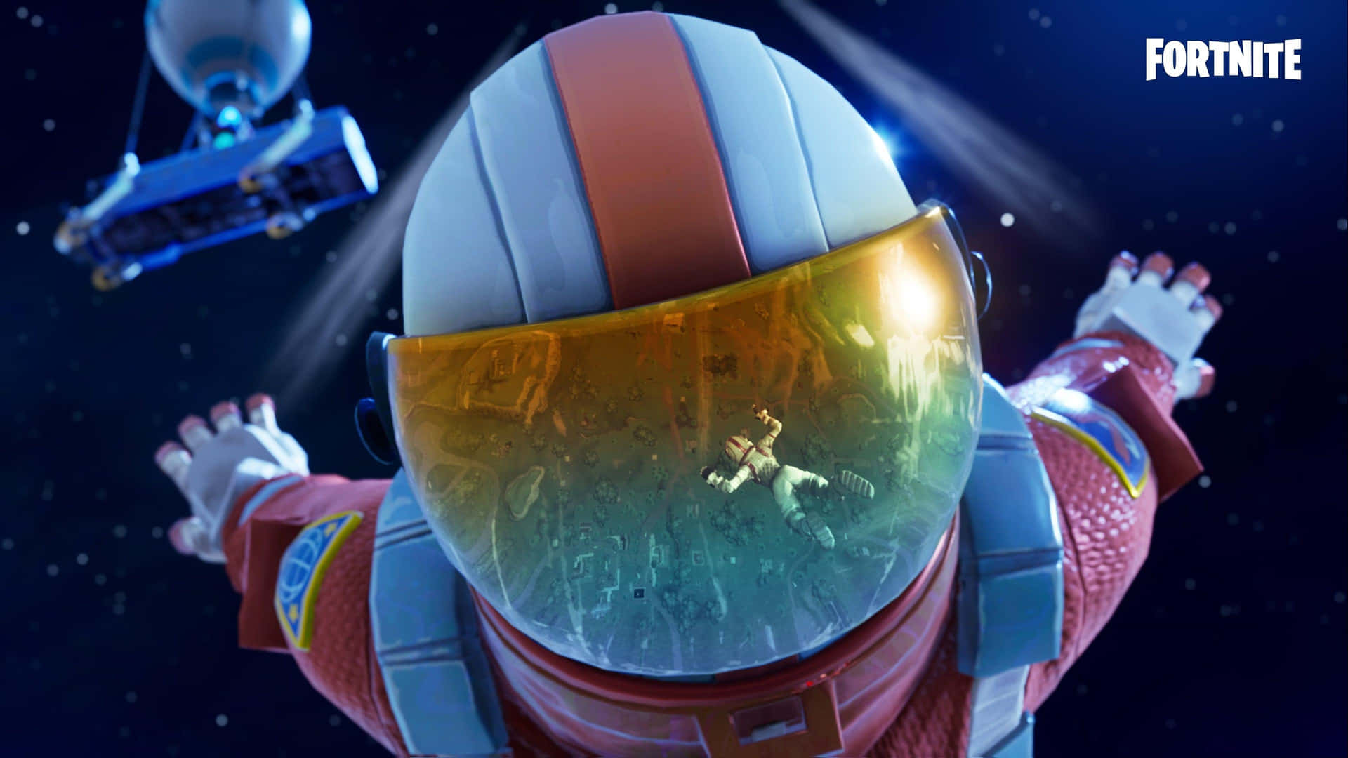 Fortnite太空人張開雙臂漂浮在太空中 — Fortnite 壁紙