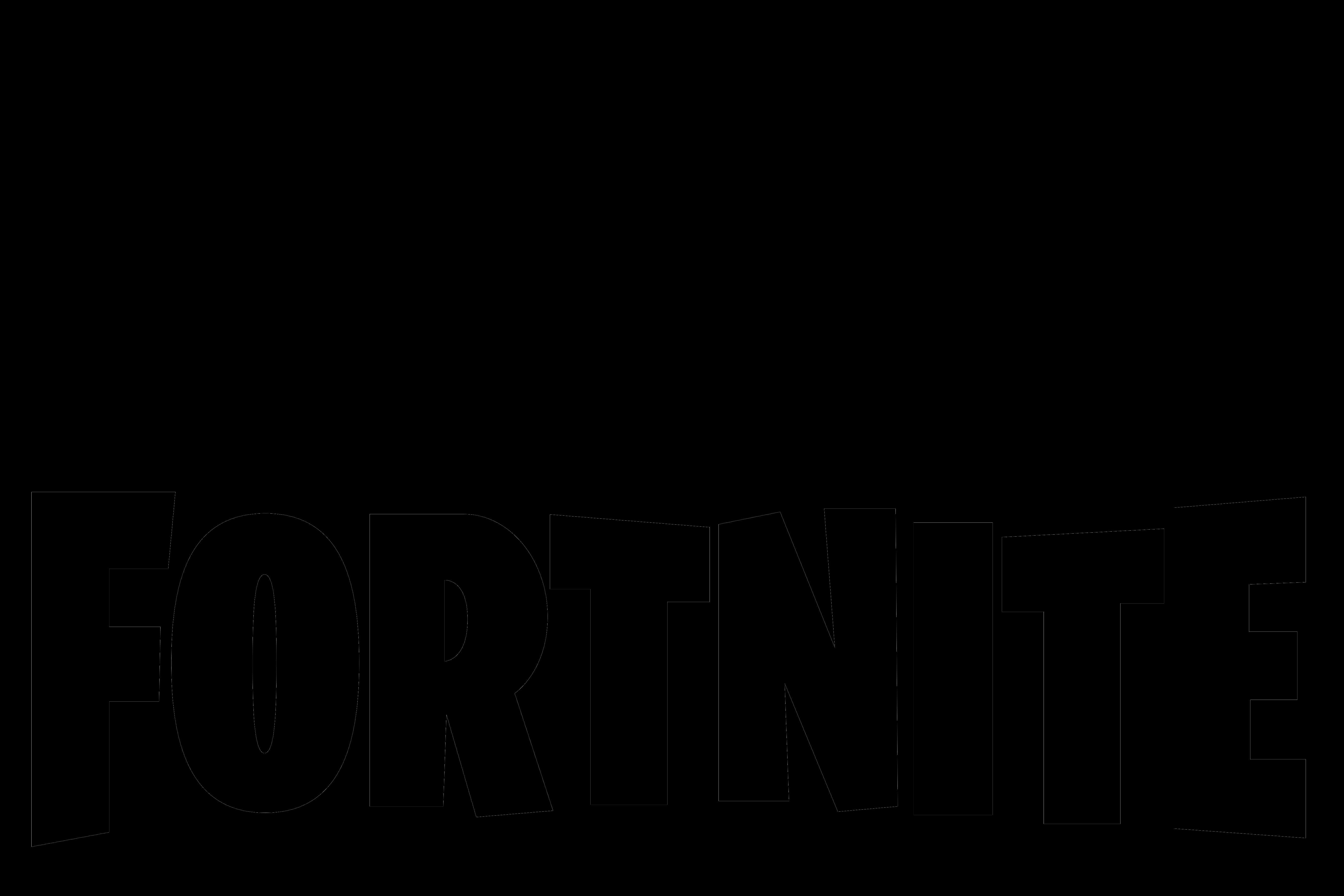 桌布 壁紙 — 「FORTNITE」一詞以粗體輪廓字體居中顯示在純黑色背景上。