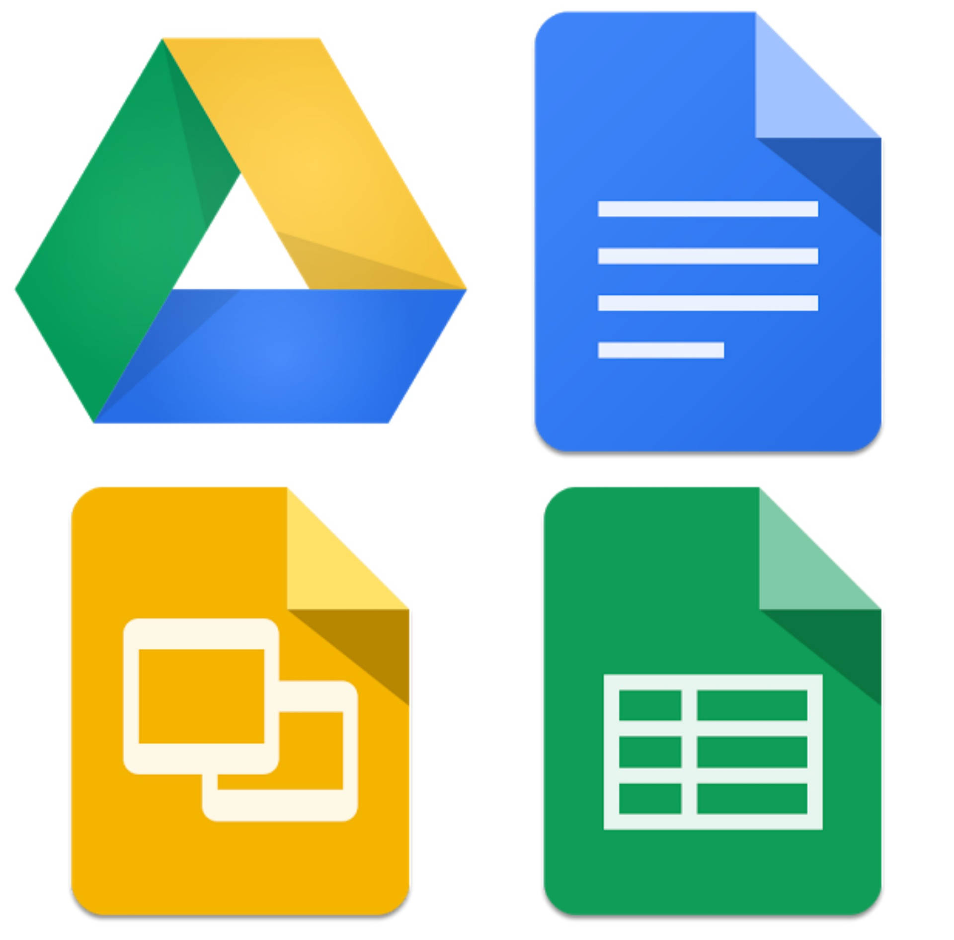 扁平設計的 Google Drive Docs Sheets Slides 應用程式圖示 — Google 壁紙