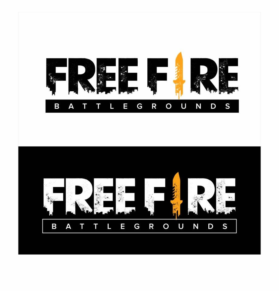 Free Fire Battlegrounds 遊戲標誌以黑白配色呈現，帶有橙色刀圖標。 — Free Fire 壁紙