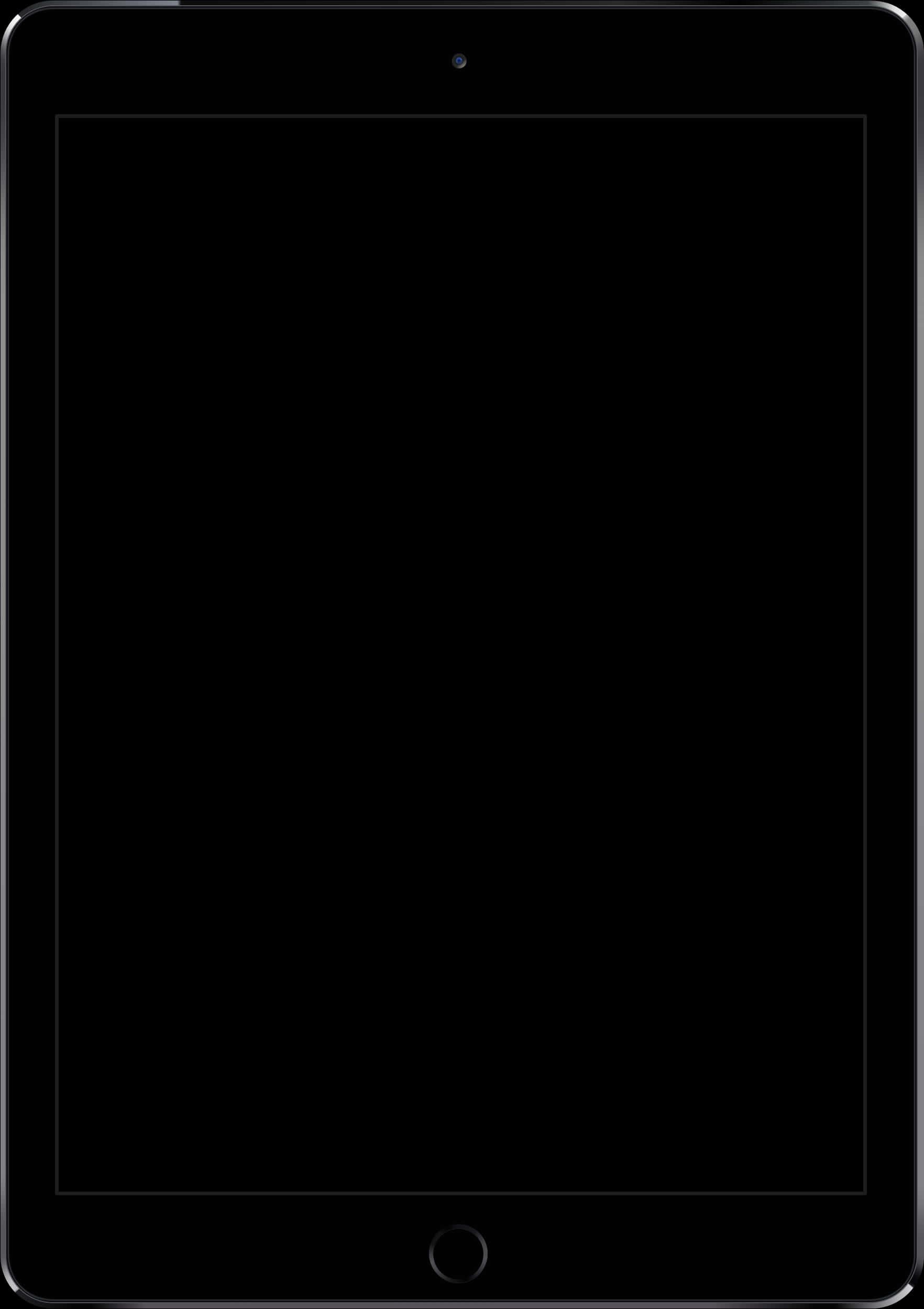 黑色平板電腦裝置，帶有深色螢幕和主頁按鈕 — iPad 壁紙