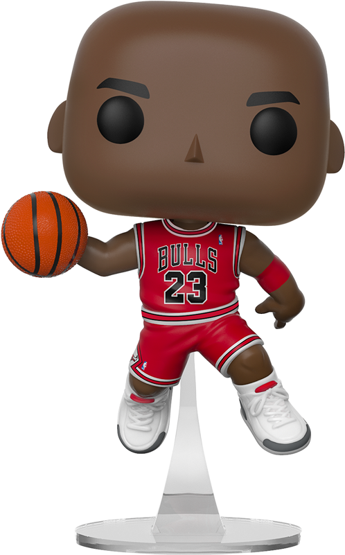 穿著公牛隊球衣手持籃球的Funko Pop麥可喬丹。 — Jordan 壁紙