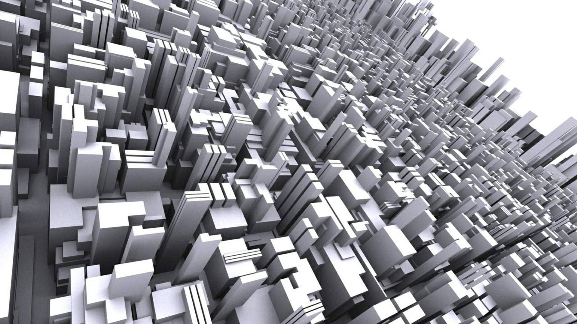 未來城市環境中灰色幾何建築的抽象3D渲染城市景觀。 — 3D 壁紙