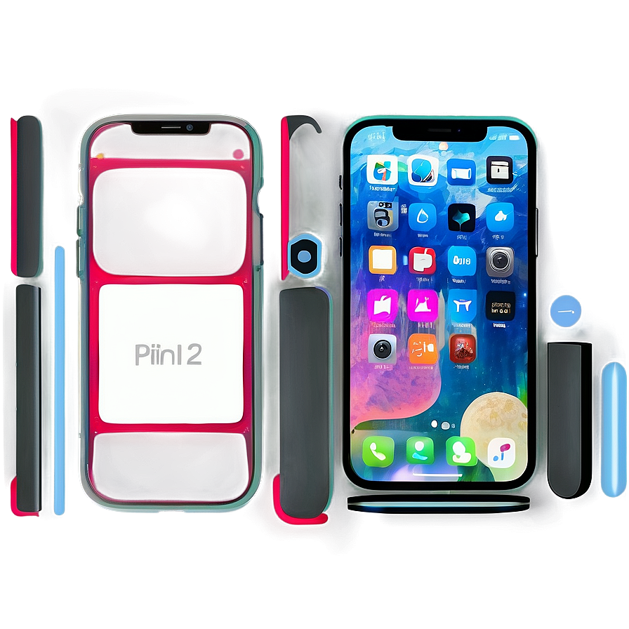帶有發光邊緣和彩色應用程式圖標的未來智能手機。 — iPhone 11 壁紙