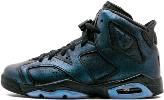 閃亮的藍黑高筒運動鞋，帶有可見的氣墊。 — Air Jordan 壁紙
