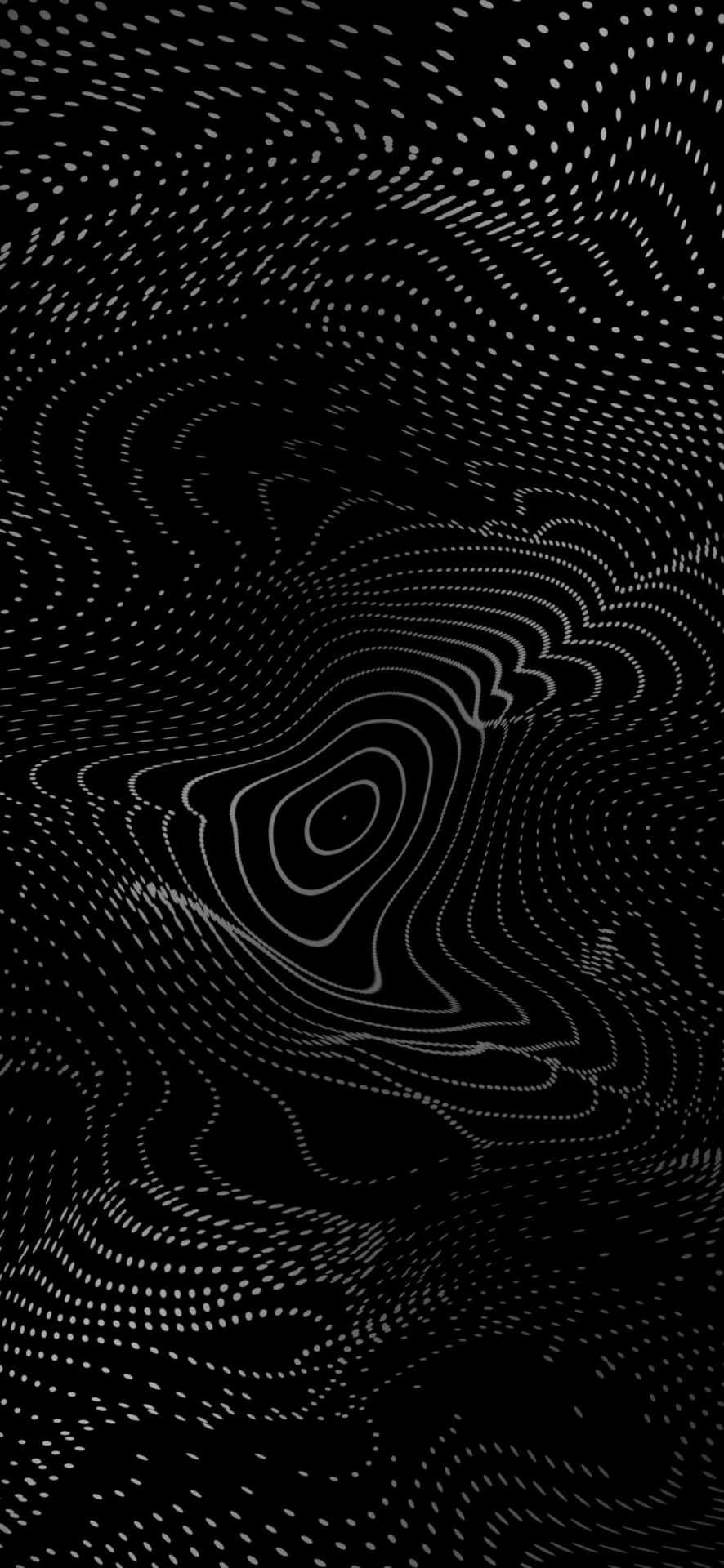  壁紙 — 一個催眠的黑白抽象圖案，由旋轉的虛線匯聚成中央漩渦。
