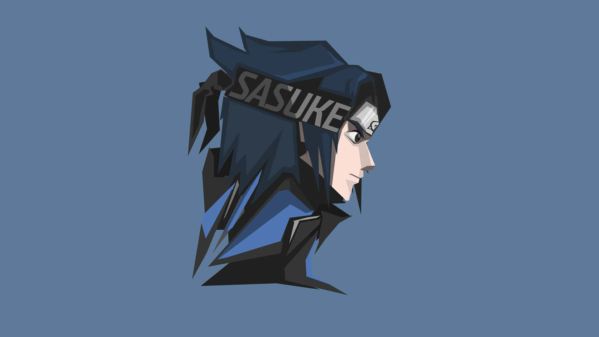 動畫角色宇智波佐助的風格化幾何側面肖像。 — Sasuke 壁紙